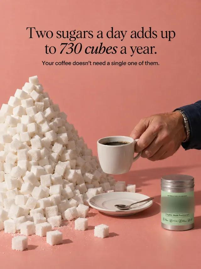 Spec ad concept: Sugar substitute, brand name and logo blurred