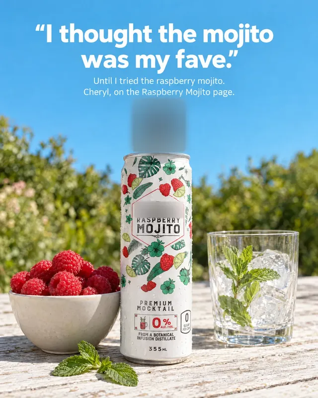 Spec ad concept: Non-alcoholic cocktail, brand name and logo blurred