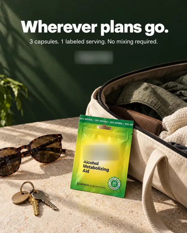 Spec ad concept: Hangover capsules, brand name and logo blurred