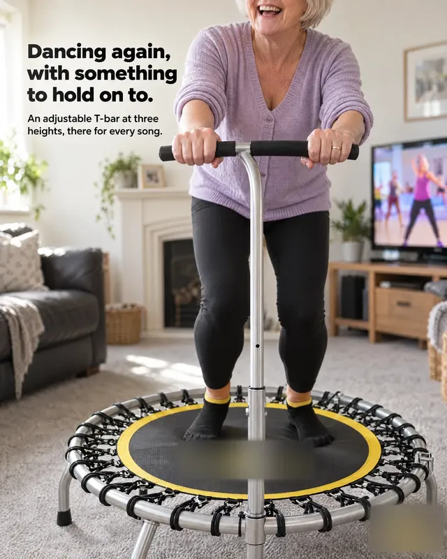 Spec ad concept: Mini fitness trampoline, brand name and logo blurred