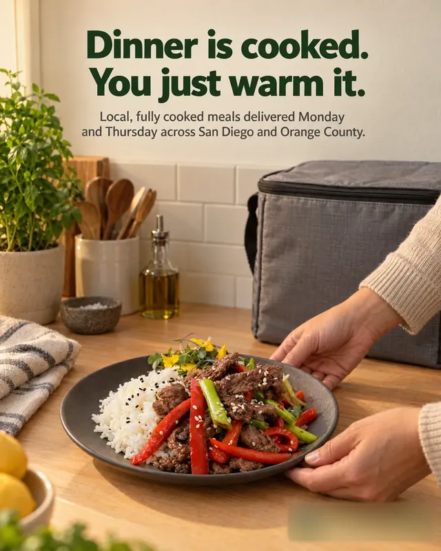Spec ad concept: Cooked meal delivery, brand name and logo blurred