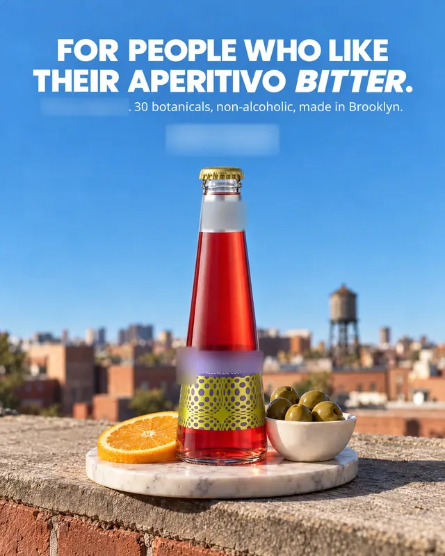 Spec ad concept: Non-alcoholic aperitivo, brand name and logo blurred