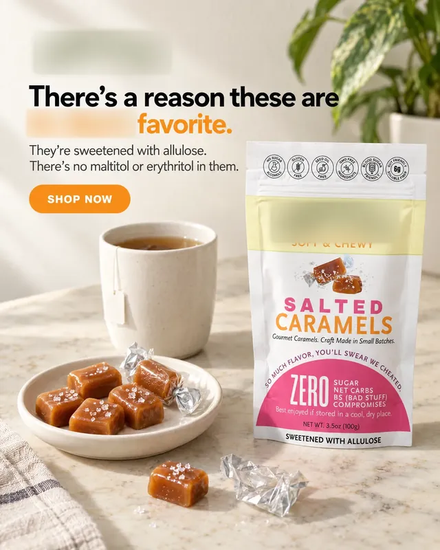 Spec ad concept: Sugar-free caramels, brand name and logo blurred
