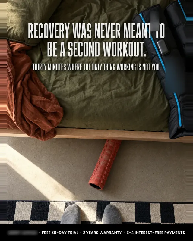 Spec ad concept: Leg recovery boots, brand name and logo blurred