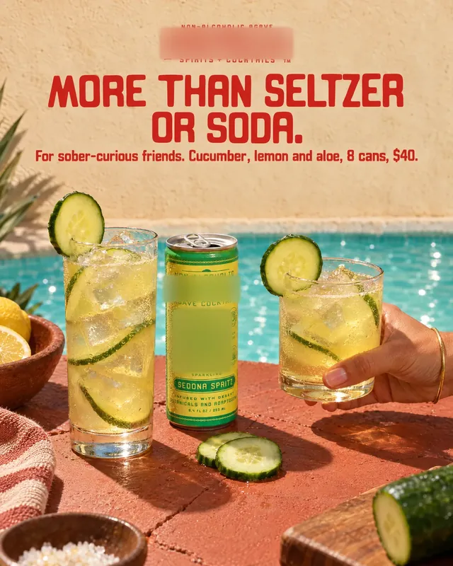 Spec ad concept: Non-alcoholic cocktail, brand name and logo blurred