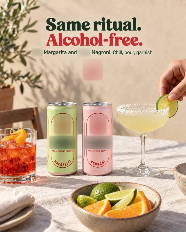 Spec ad concept: Non-alcoholic cocktail, brand name and logo blurred