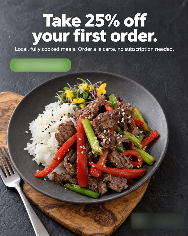 Spec ad concept: Cooked meal delivery, brand name and logo blurred