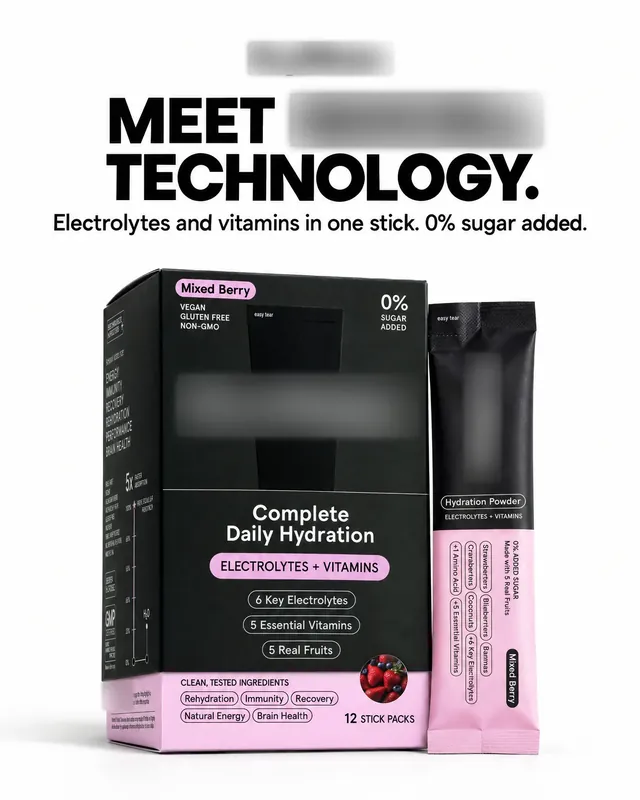 Spec ad concept: Electrolyte drink mix, brand name and logo blurred