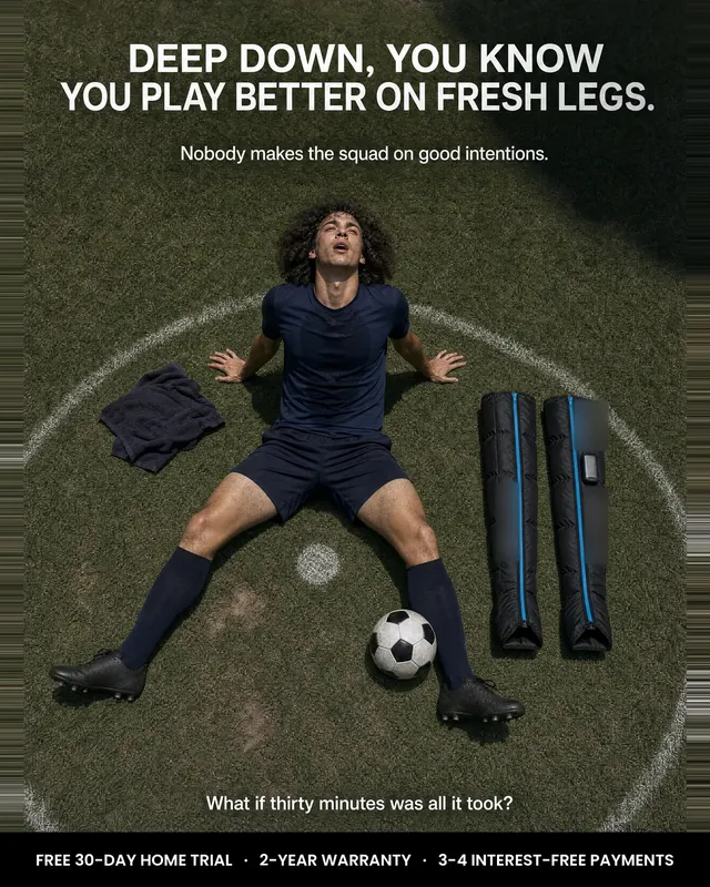 Spec ad concept: Leg recovery boots, brand name and logo blurred